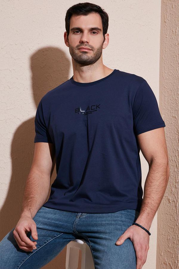 Buratti Pamuklu Slim Fit Bisiklet Yaka Erkek T Shirt 541FOLLOW LACİVERT - Image 1