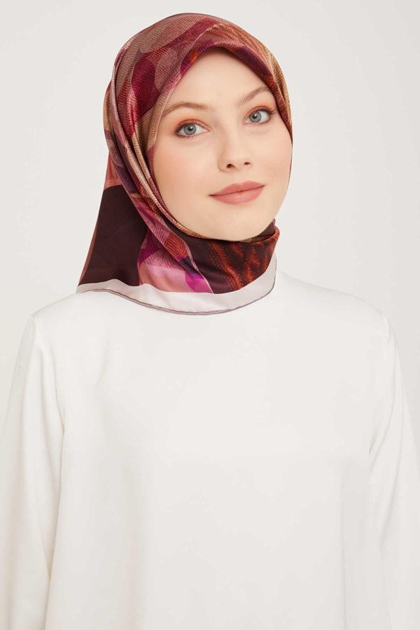 Armine Gül Kurusu Desenli Tivil Ipek Eşarp 9009-31 - Image 1