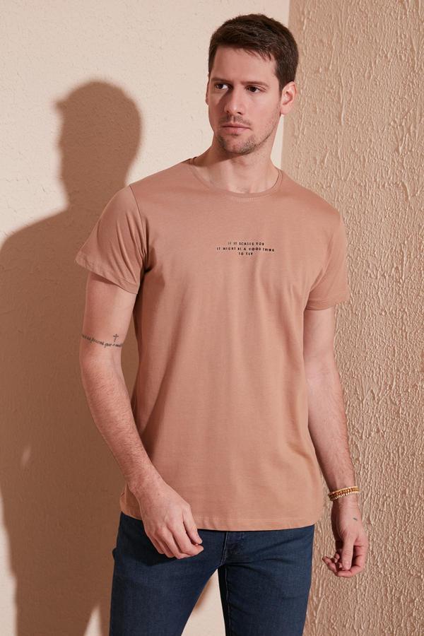 Buratti Pamuklu Slim Fit Bisiklet Yaka Erkek T Shirt 541IFIT BİSKÜVİ - Image 1