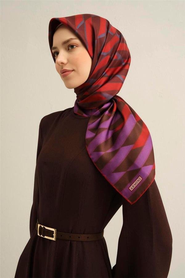 Armine Desenli Saf Ipek Sura Eşarp 9325- 83 - Image 1