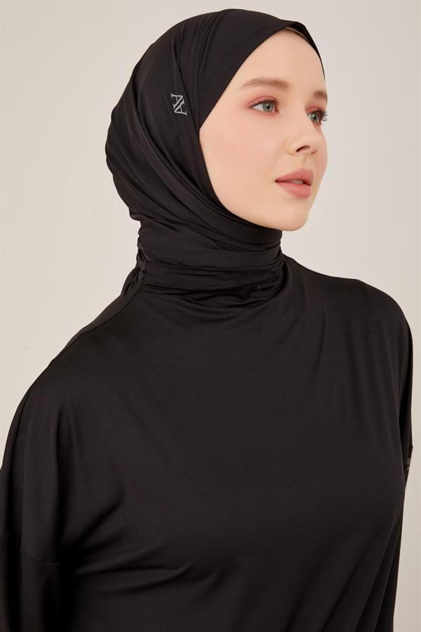 Armine Kumaş Katı Detaylı Active Şal Ort501 Siyah - Image 1