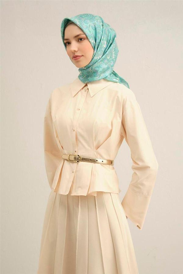 Armine Desenli Saf Ipek Twill Eşarp 9304- 20 - Image 1