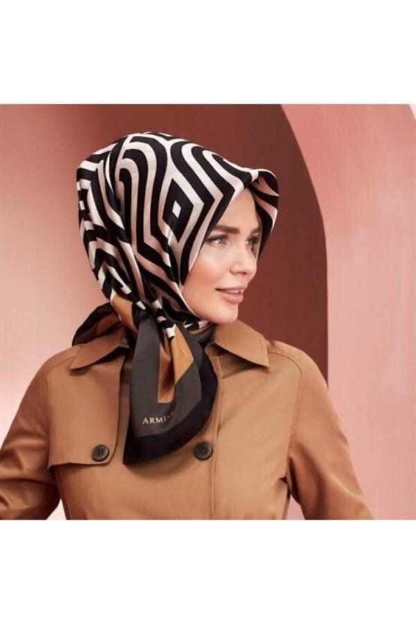 Armine Kadın Siyah Saf Twill İpek Eşarp 8153D-36 - Image 1