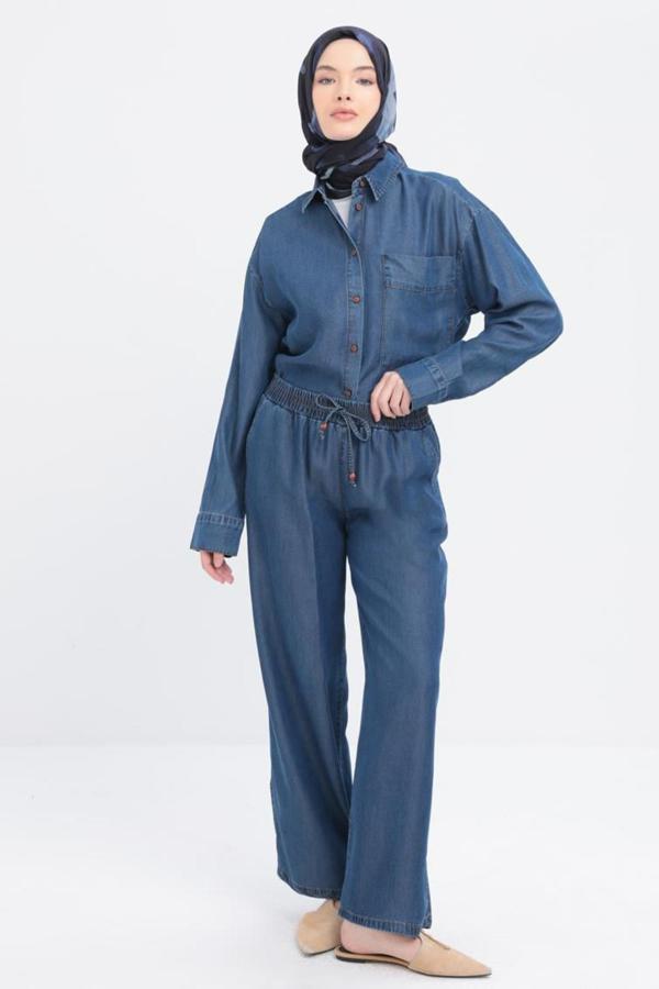Allday Kadın Beli Lastikli Denim Pantolon - Image 1