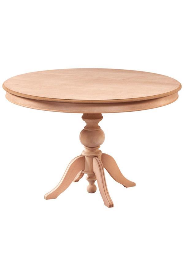 Evim-E Aksesuar 110 Cm Baba Ayaklı Yuvarlak Sabit Masa Ahşap Ham&Cilasız - Image 1