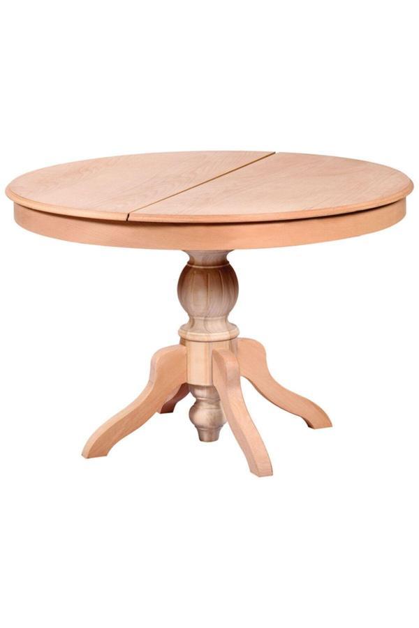 Evim-E Aksesuar 120 Cm Baba Ayaklı Yuvarlak Raylı Açılır Masa Ahşap Ham&Cilasız - Image 1