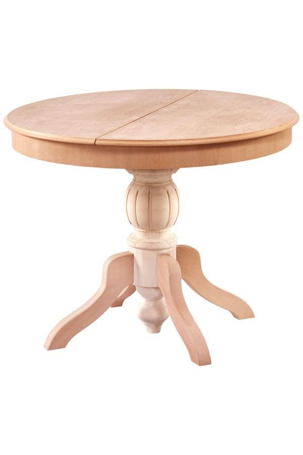 Evim-E Aksesuar 90 Cm Baba Ayaklı Yuvarlak Açılır Masa Ahşap Ham&Cilasız - Image 1