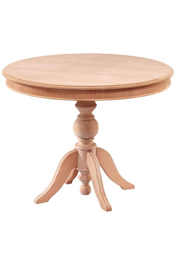 Evim-E Aksesuar 90 Cm Baba Ayaklı Yuvarlak Sabit Masa Ahşap Ham&Cilasız - Image 1