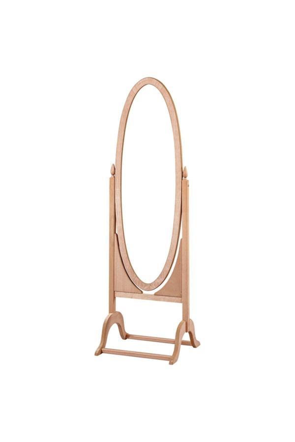 Evim-E Aksesuar Midi Oval Boy Ayna Çerçevesi Ayaklı Tamamı Ahşap Ham & Cilasız - Image 1