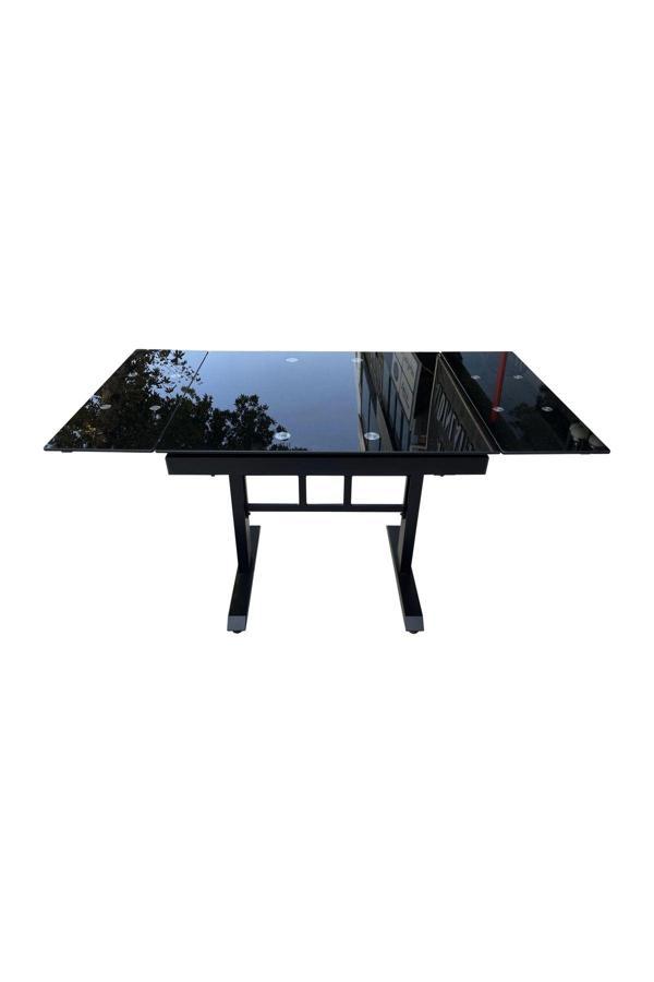 Evim-E Aksesuar Mobeletto 70 X 80 Japon Ortadan Metal Ayaklı -Yanlardan Açılır Cam Masa - Image 1