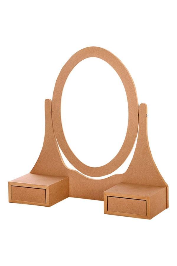 Evim-E Aksesuar Oval Mdf Makyaj -Dresuar Ayna Çerçevesi Ham - Image 1
