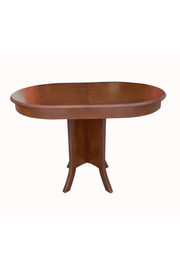 Evim-E Aksesuar Oval Ortadan Ayaklı Açılır Masa 75X108 Cm Ceviz Renkte Tamamı Ahşap - Image 1