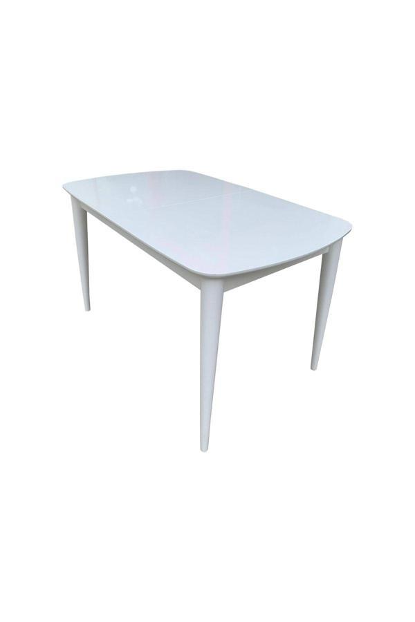 Evim-E Aksesuar Retro Konik Oval Köşeli Masa 80X120 Açılır Kapanır Lake Beyaz Tamamı Ahşap - Image 1