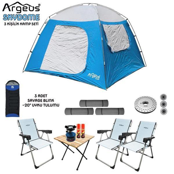 Argeus Skydome 3 Kişilik 3 Mevsim Kamp Çadırı Seti - Image 1
