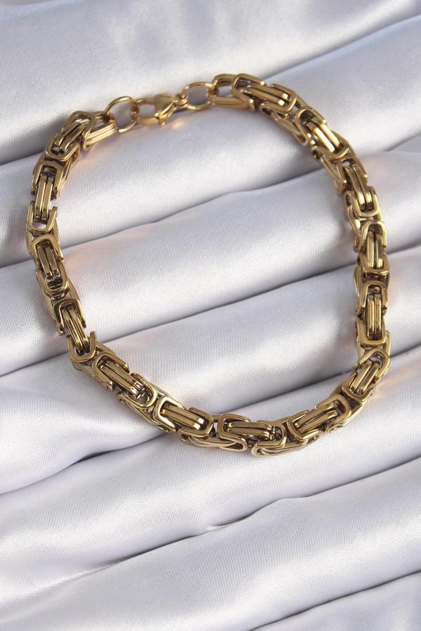 316L Çelik Gold Renk Kral Zincir Model Erkek Bileklik - TJ-EB3693 - Image 1