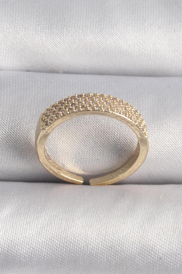 Pirinç Gold Renk Zirkon Taşlı VIP Seri Kadın Yüzük - TJ-BYK3506 - Image 1