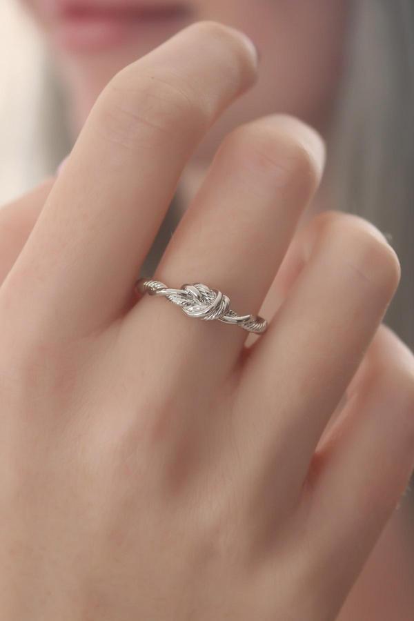 Gümüş Renk Halat Düğüm Model Kadın Yüzük - TJ-BYK2417 - Image 1