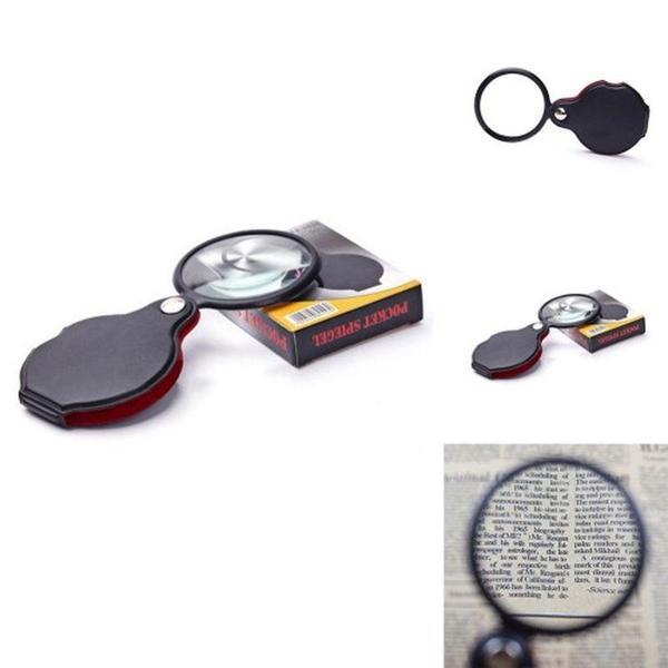 5X 60Mm Cam Optik Lens Katlabilir Deri Kaplamalı Cep Büyüteç Xx1051 - Image 1