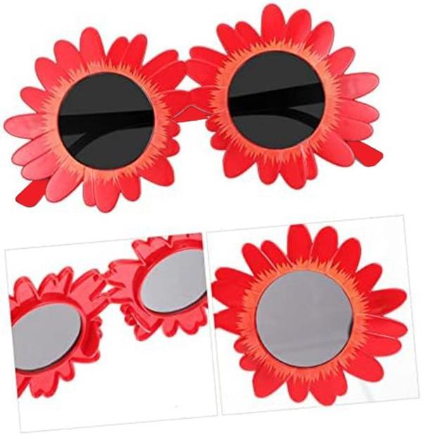 Kırmızı Renk Papatya Şekilli Parti Gözlüğü 18x10 cm - Image 1