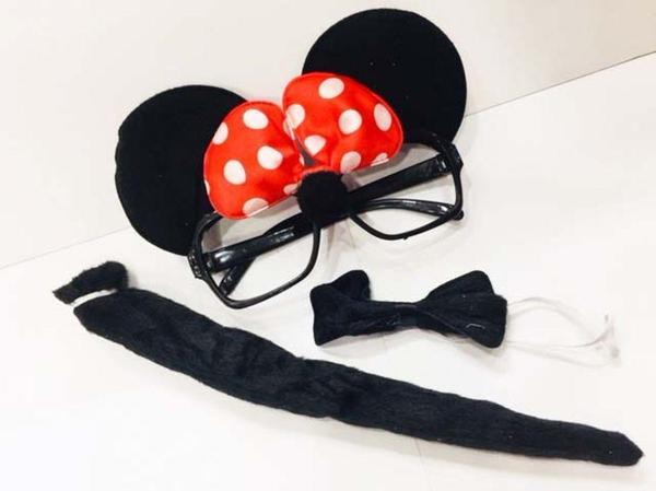 Minnie Mouse Gözlüğü Papyonu Kuyruğu Seti - Image 1