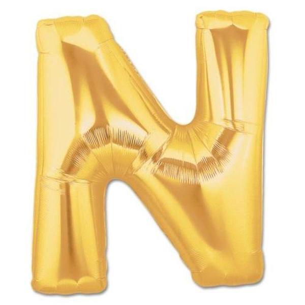 N Harf Folyo Balon Altın Renk  40 inç - Image 1