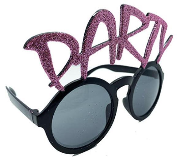 Party Yazılı Simli Pembe Renk Parti Gözlüğü 15x7 cm - Image 1