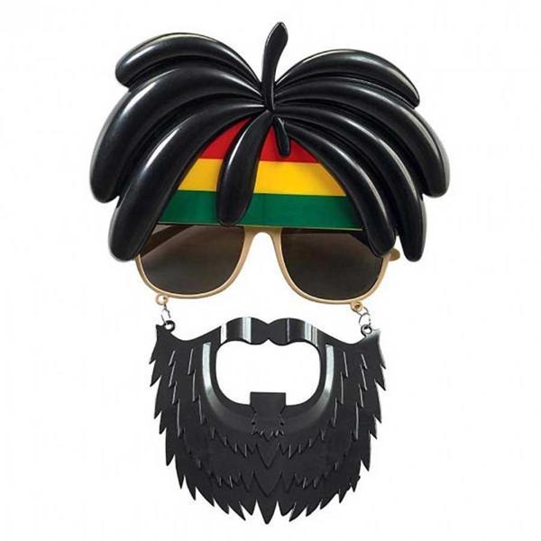 Rasta Peruklu Rasta Sakallı Bob Marley Bıyıklı Parti Gözlüğü 27x18 cm - Image 1