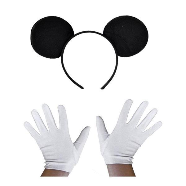 Siyah Mickey Mouse Tacı ve Beyaz Eldiven Seti - Image 1