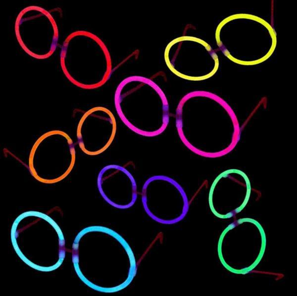 Glow Stick Parti Gözlüğü Glow Partisi Yuvarlak Şekilli Fosforlu Gözlük 6 Adet - Image 1