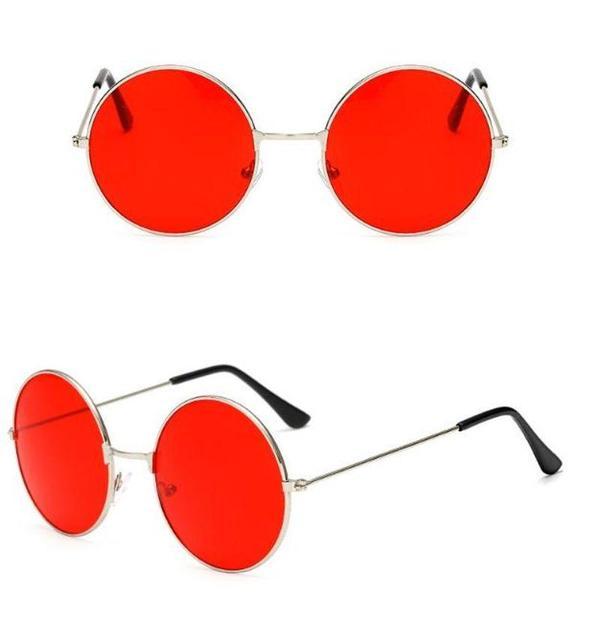 Yuvarlak Cam John Lennon Tarzı Gümüş Çerçeveli Kırmızı Gözlük - Image 1