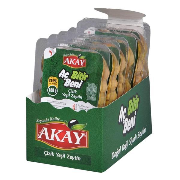 Akay Çizik Yeşil Zeytin Aç Bitir 150 gr x 6 Adet - Image 1