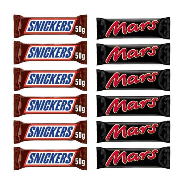 Snickers Yer Fıstıklı Bar 50 gr x 6 Adet + Mars 51 gr Karamelli Bar x 6 Adet - Image 1