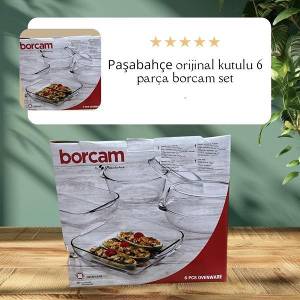 Paşabahçe borcam tepsi tencere seti -6 parça borcam çeyiz seti kutulu - Image 1