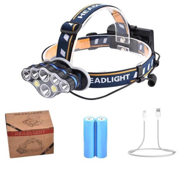 PS-888 Güçlü USB Şarj Edilebilir Profesyonel 8 Modlu 6000 Lümen 8 LED Su Geçirmez Kafa Lambası - Image 1