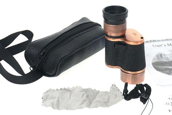 6X24 Baıgısh Askeri Tarzi Pirinç Ve Deri Kaplamalı Deri Çantalı Monocular Dürbün Princ - Image 1