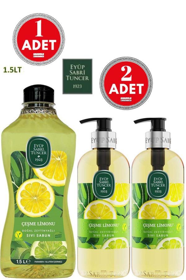 Çeşme Limonu Doğal Zeytinyağlı Sıvı Sabun 500 ml 2 ADET + 1.5 LT 1 ADET - Image 1