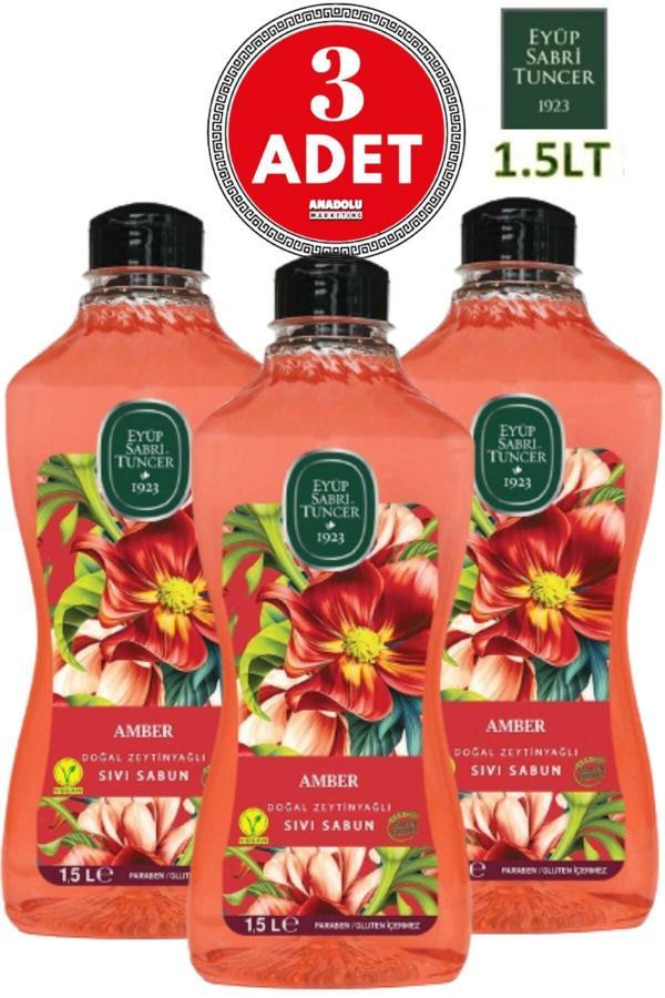 Doğal Zeytinyağlı Sıvı Sabun Amber 1500 ml X 3 Adet - Image 1