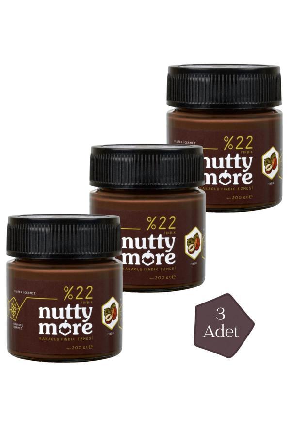 Nutty More %22 Kakaolu Fındık Ezmesi 200 gr x 3 Adet - Image 1