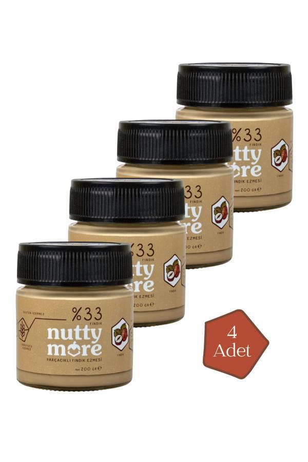 Nutty More %33 Fındık Parçacıklı Fındık Ezmesi 200 gr x 4 Adet - Image 1
