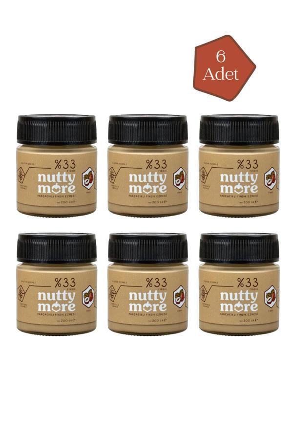 Nutty More %33 Fındık Parçacıklı Fındık Ezmesi 200 gr x 6 Adet - Image 1