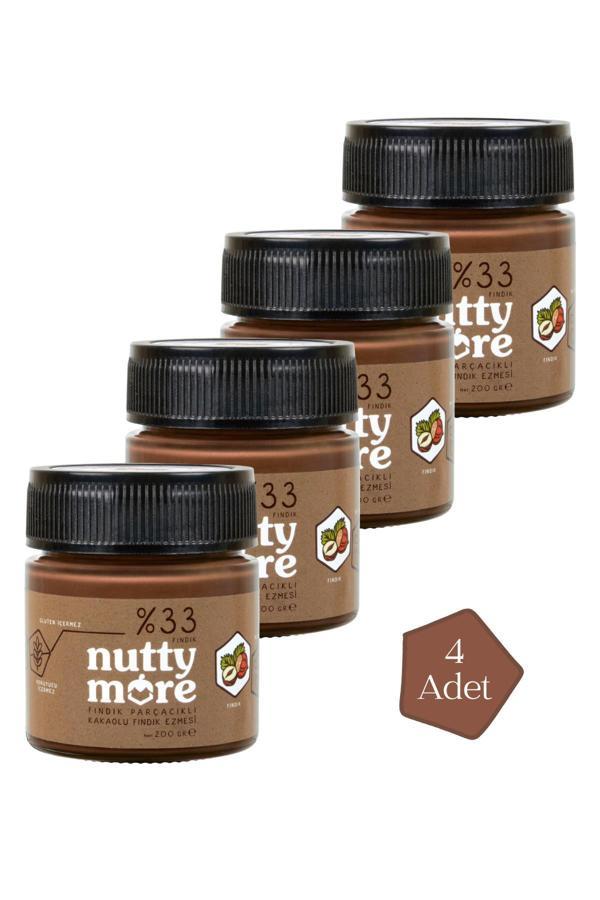 Nutty More %33 Fındık Parçacıklı Kakaolu Fındık Ezmesi 200 gr x 4 Adet - Image 1