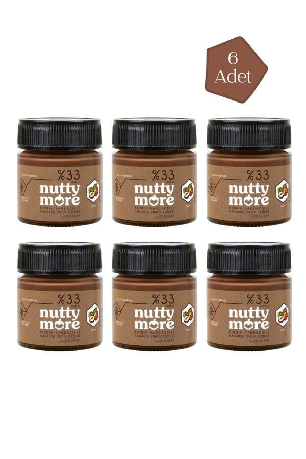 Nutty More %33 Fındık Parçacıklı Kakaolu Fındık Ezmesi 200 gr x 6 Adet - Image 1
