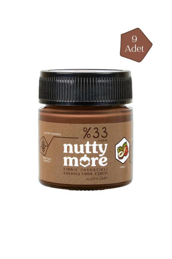 Nutty More %33 Fındık Parçacıklı Kakaolu Fındık Ezmesi 200 gr x 9 Adet - Image 1