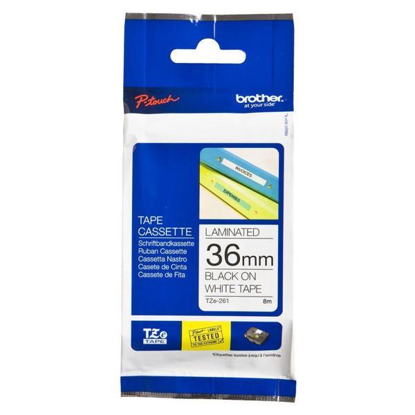 Brother TZE-261 36 mm Beyaz Üzerine Siyah Lamina  8 Metre - Image 1