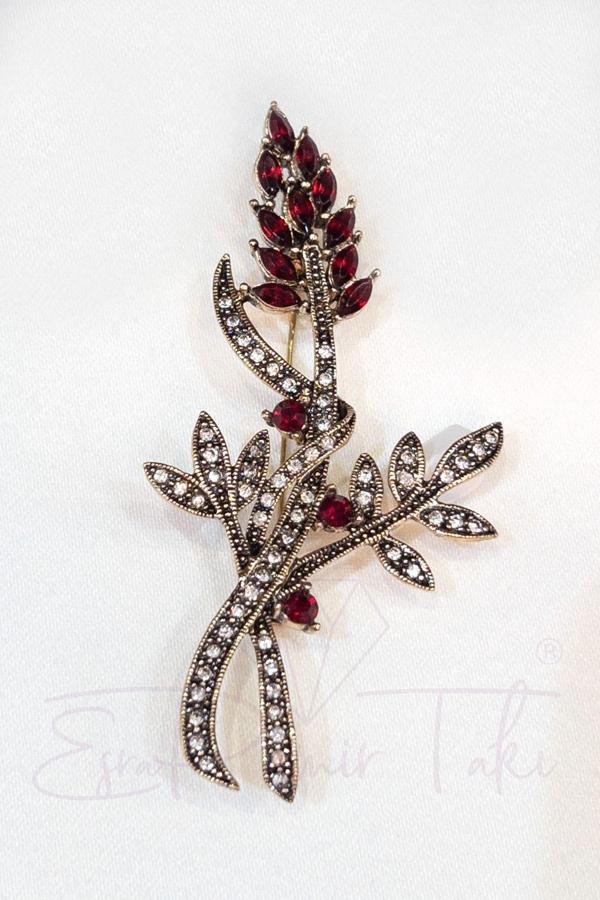 Kırmızı Kristal Taş Elmas Montür Broş - Image 1