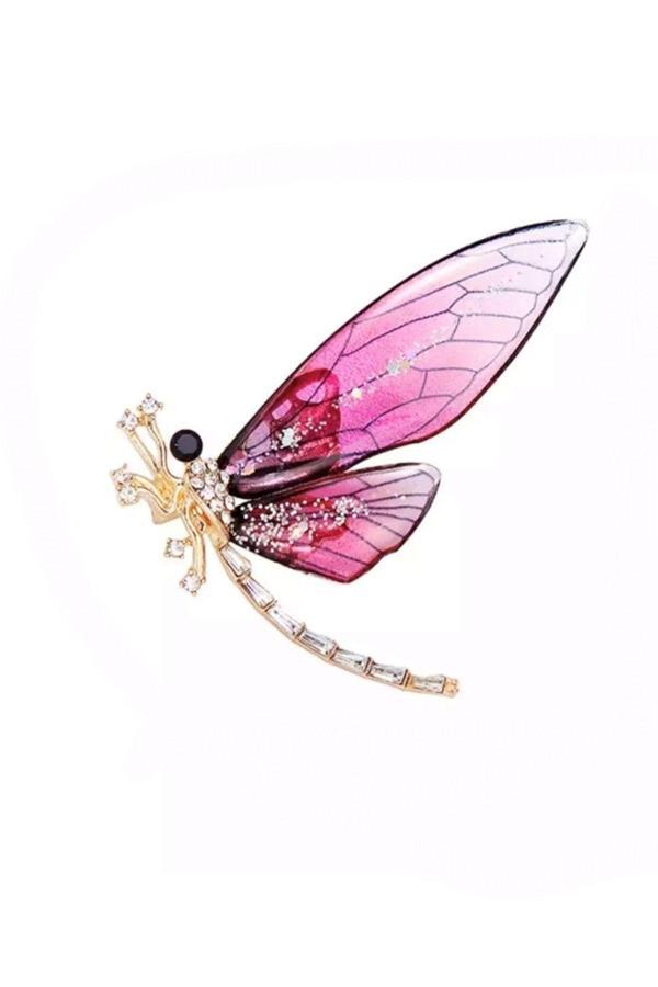 Pembe Kanatlı Yusufcuk Broş - Image 1