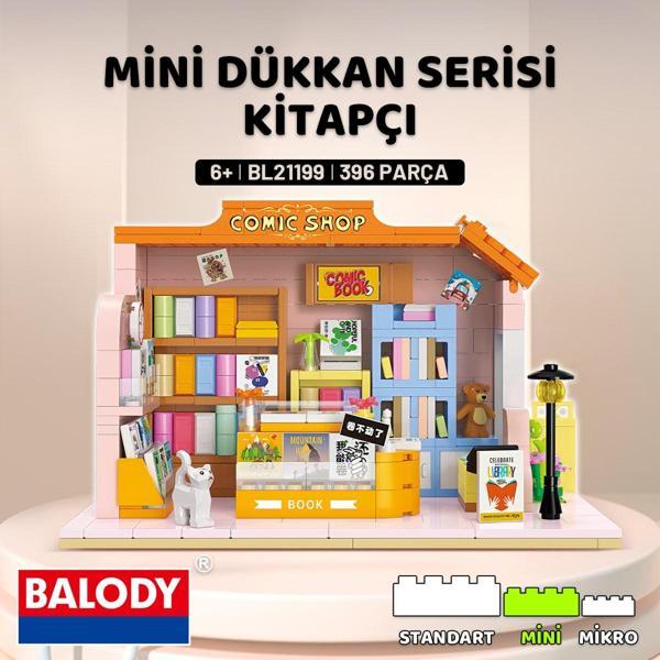 Balody Mini Dükkan Serisi – Kitapçı (BL21199) – Mini Blok Yapı Oyuncakları Seti - Image 1