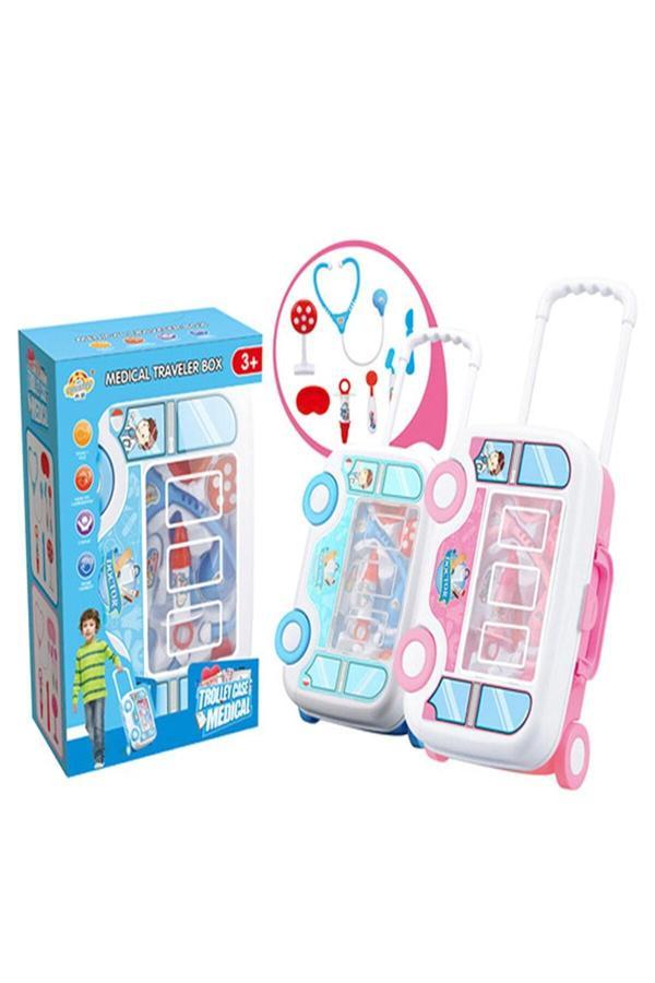 Çek Çek Çantalı 7 Parçalı Eğitici Doktor Oyun Seti Pembe - Image 1