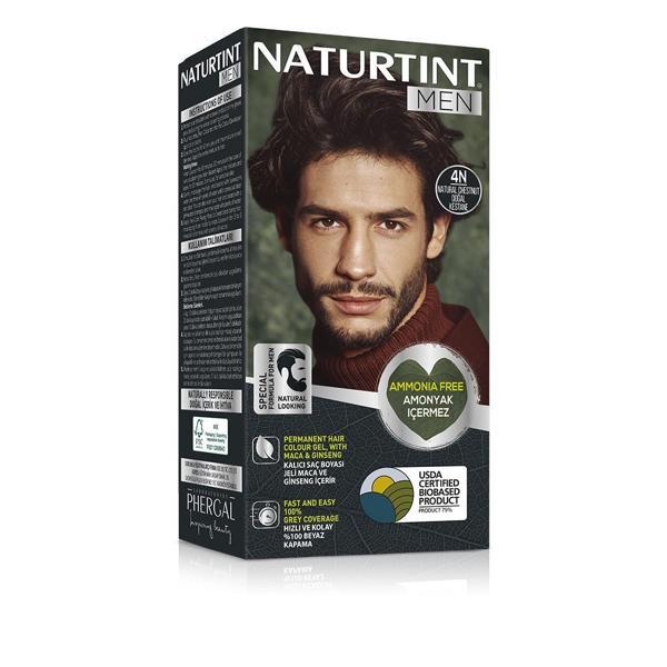 Naturtint Men 4N Doğal Kestane Erkekler için Doğal Saç Boyası 170ML - Image 1