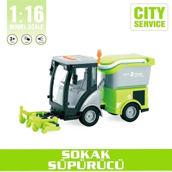 1:16 Sürtmeli Sesli Işıklı Sokak Süpürücü Oyuncak Araba - Image 1